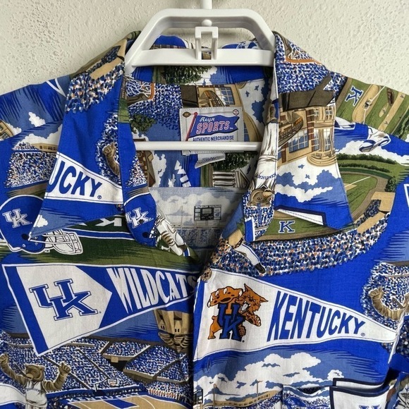 Reyn Spooner Kentucky Wildcats Rayon Hawaiian Shirt Men’s‎ XL Vintage - Picture 2 of 7